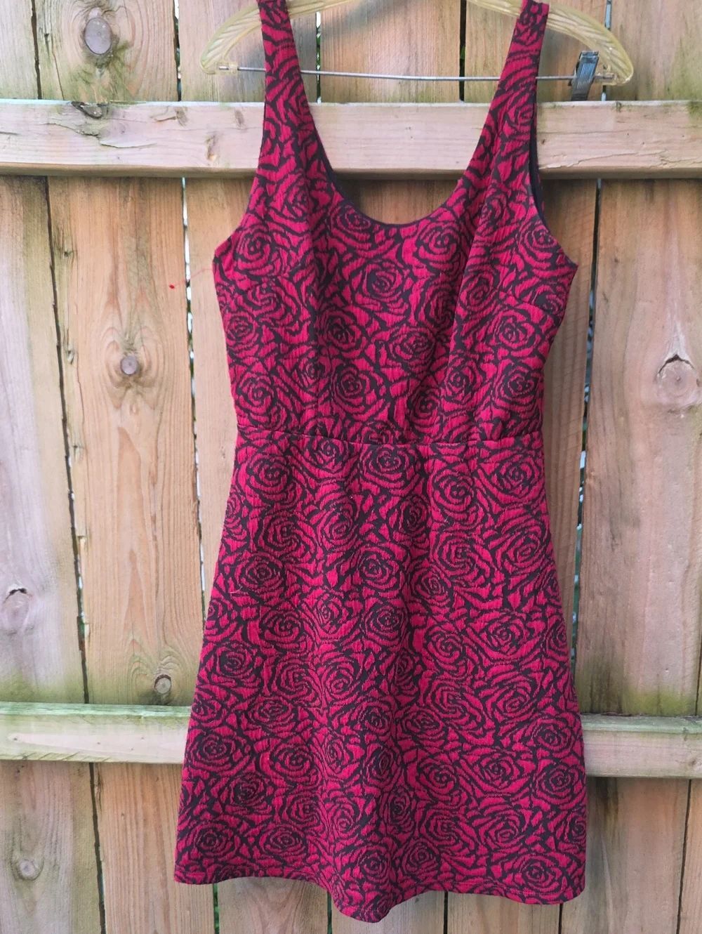 Charlies Red Rose Jacquard Tank Mini Dress